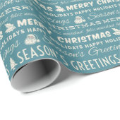 Typografie voor blauwe en witte kerst cadeaupapier (Rol Hoek)