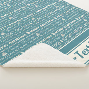 Typografie voor blauwe en witte kerst sherpa deken