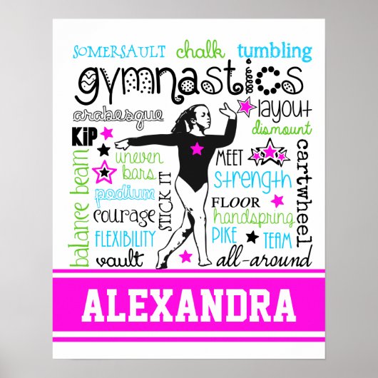 Typografie voor de gymnastiek met monogram poster (Voorkant)