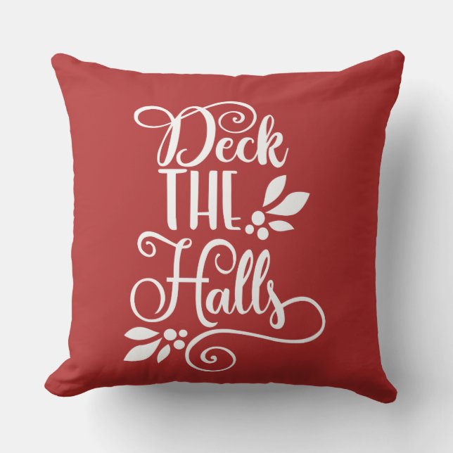 typografie voor 'deck the halls' Kerst Kussen (Voorkant)