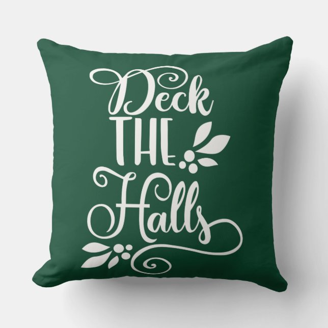 typografie voor 'deck the halls' Kerst Kussen (Voorkant)