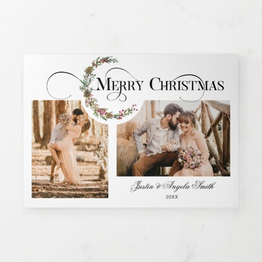 Typografie voor heerlijk en vrolijk kerstfeest Mul Drieluik Wenskaart (Cover)