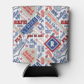 Typografie voor honkbal Red White Blue Stripes ID7 Blikjeskoeler (Voorkant)