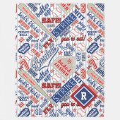 Typografie voor honkbal Red White Blue Stripes ID7 Fleece Deken (Voorkant)