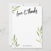 Typografie voor liefde en Bedankt, groene Waterver Bedankkaart (Voorkant)