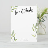 Typografie voor liefde en Bedankt, groene Waterver Bedankkaart (Staand voorkant)