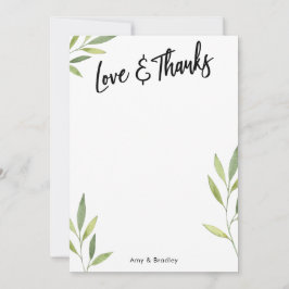 Typografie voor liefde en Bedankt, groene Waterver Bedankkaart