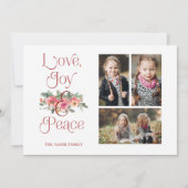 Typografie voor liefde, vreugde en vrede Pastel Fl Feestdagenkaart (Voorkant)