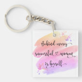 Typografie voor succesvolle Woman roze Waterverf Sleutelhanger (Voorkant)