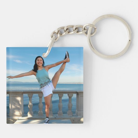 Typografie voor succesvolle Woman roze Waterverf Sleutelhanger (Achterkant)