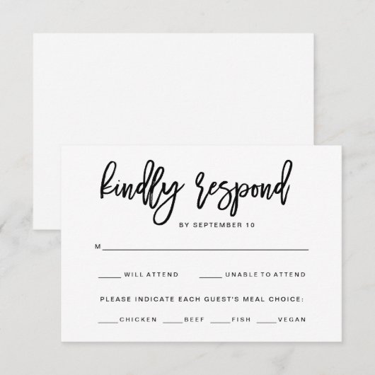 Typografie voor zwart en wit | RSVP van maankeuze (Voorkant / Achterkant)