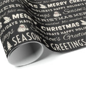 Typografie voor zwarte en witte kerst cadeaupapier (Rol Hoek)