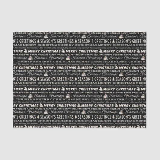 Typografie voor zwarte en witte kerst tissuepapier (Voorkant)