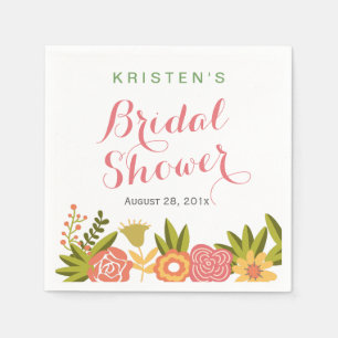 Typografie Vrijgezellenfeest Tuin Bloeiende Bloeme Servetten