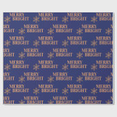 Typografie Vrolijk & Helder goud marine Kerstmis Cadeaupapier (Vlak)