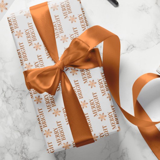 Typografie Vrolijk & Helder goud wit Kerstmis Cadeaupapier