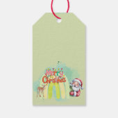 Typografie Vrolijk kerstfeest en lichten & herten Cadeaulabel (Achterkant)
