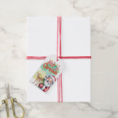 Typografie Vrolijk kerstfeest en lichten & herten Cadeaulabel (Met Touw)