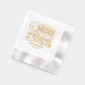 Typografie Vrolijk Kerstfeest Familienaam Datum Folie Servetten (Links)