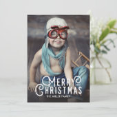  Typografie Vrolijk kerstfeest Volledige foto Feestdagenkaart (Staand voorkant)