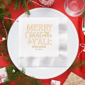 Typografie Vrolijk Kerstfeest Y'all Familienaam Da Folie Servetten