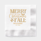 Typografie Vrolijk Kerstfeest Y'all Familienaam Da Folie Servetten (Voorkant)