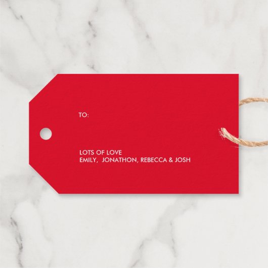  Typografie Vrolijk kerstrood goud Cadeaulabels (Achterkant (horizontaal))