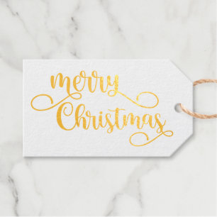 Typografie Vrolijk kerstrood goud Cadeaulabels
