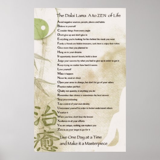 Typografie Wall Art Dalai Lama A t/m Zen Poster (Voorkant)