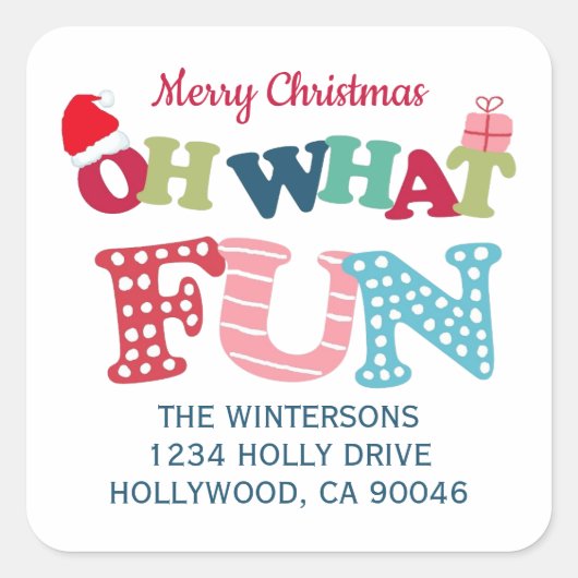 Typografie Wat Leuk Kerst Retouradres Label (Voorkant)