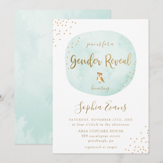 Typografie Waterverf Geslacht Groen goud Kaart (Voorkant / Achterkant)