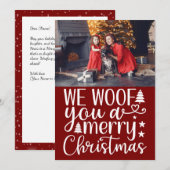 Typografie, We Woof You a Merry Christmas Greeting Feestdagenkaart (Voorkant / Achterkant)