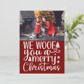 Typografie, We Woof You a Merry Christmas Greeting Feestdagenkaart (Staand voorkant)