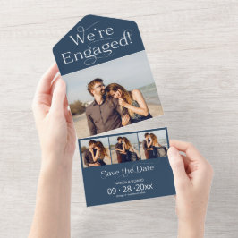 Typografie We zijn verloofd Save the Date All in O One Uitnodiging