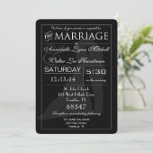 Typografie Weddenschap Couple Black & White Uitnod Kaart (Staand voorkant)
