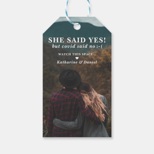 Typografie Weddenschap Uitstel sparen de Datum Cadeaulabel (Voorkant)