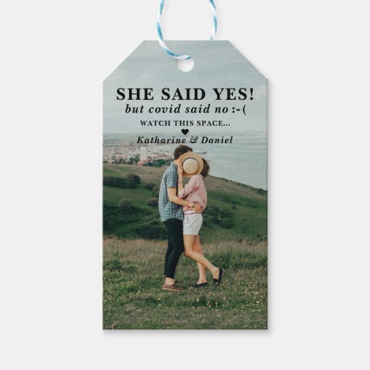 Typografie Weddenschap Uitstel sparen de Datum Cadeaulabel (Voorkant)