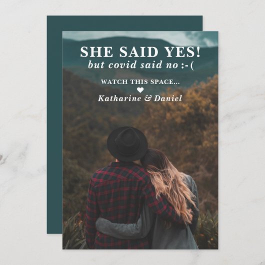 Typografie Weddenschap Uitstel sparen de Datum Save The Date (Voorkant / Achterkant)