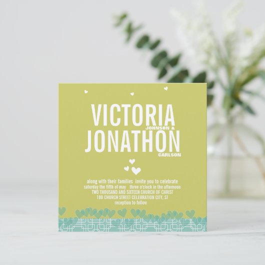 Typografie Weddenschap van groene en blauwe modern Kaart (Staand voorkant)