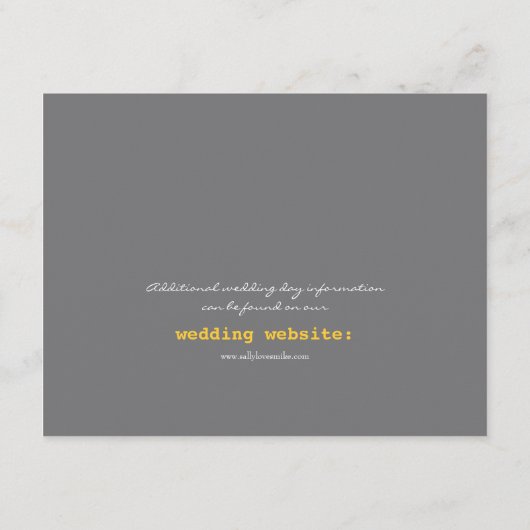 Typografie Wedding Insert in Grey and Yellow Informatiekaartje (Achterkant)