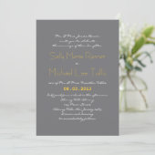 Typografie Wedding Invitation in Grey and Yellow Kaart (Staand voorkant)