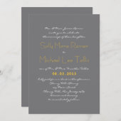Typografie Wedding Invitation in Grey and Yellow Kaart (Voorkant / Achterkant)
