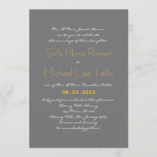 Typografie Wedding Invitation in Grey and Yellow Kaart