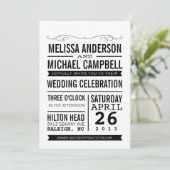 Typografie Wedding Invitation Kaart (Staand voorkant)