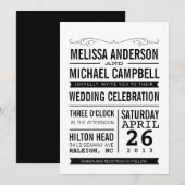 Typografie Wedding Invitation Kaart (Voorkant / Achterkant)