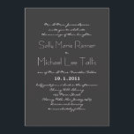 Typografie Wedding Invitation Kaart<br><div class="desc">Een gedurfde uitnodiging voor een moderne bruiloft! Klassiek zwart-wit is gekleed met een leuke mix van lettertypen. Voeg een pop van kleur (uw keus!) in de tekst toe. Verander eenvoudig de kleurenmontages in de "aanpassing"montages. De achtergrond omvat ruimte voor extra tekst,  of een websiteadres.</div>