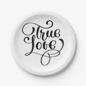 Typografie Wedding Party (Black & White True Love) Papieren Bordje (Voorkant)