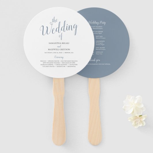 Typografie Wedding Program Fan Handwaaier (Voorkant en achterkant)