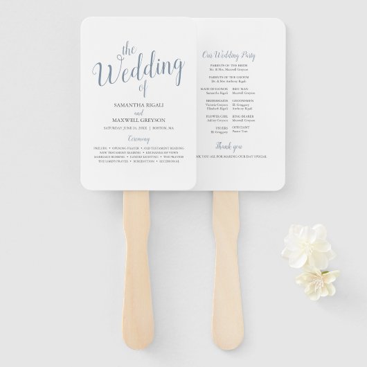 Typografie Wedding Program Fan Handwaaier (Voorkant en achterkant)