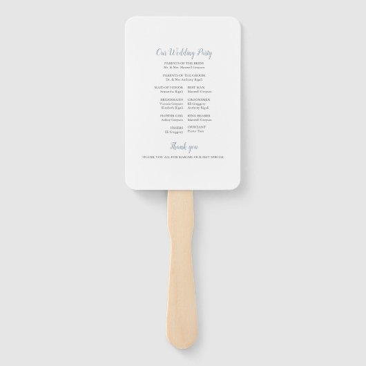 Typografie Wedding Program Fan Handwaaier (Achterkant)